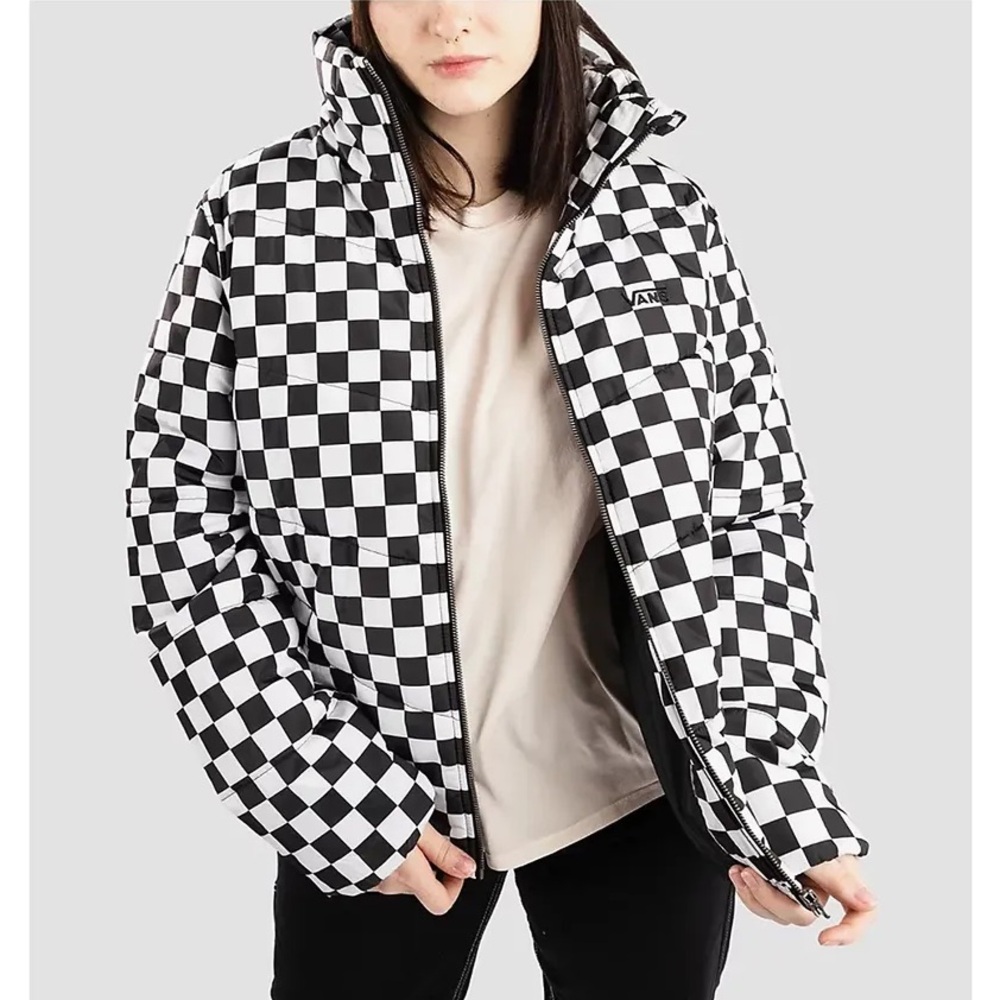 NEW Vans Foundry Print MTE Black & White Checker Puffer Jacket - XL